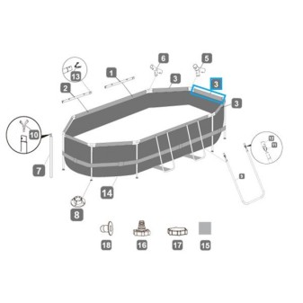 Rail supérieur "C" pour piscine Power Steel™ Bestway® 3.05 m x 2.00 m x 84 cm / 4.27 m x 2.50 m x 100 cm