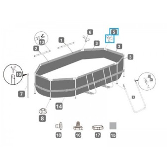 Connecteur T "E" pour piscinePower Steel Bestway 305 x 200 x 84 cm, ovale