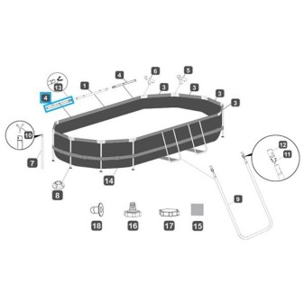 Rail supérieur "D" pour piscine Power Steel™ Bestway® 4.27 m x 2.50 m x 1.00  m