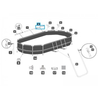 Top rail "D" pour piscine Power Steel ovale - 427 x 250 x 100 cm