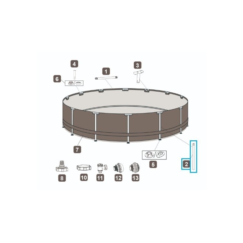 Pied vertical pour piscine Power Steel™ Bestway®  549 x 122 cm, ronde marron (2022)