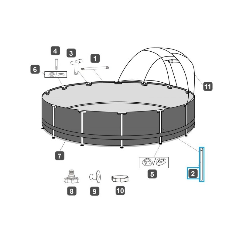 Pied vertical pour Piscine Power Steel™ Bestway® 396 x 107 cm, Ronde