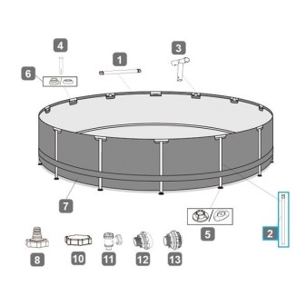 Pied vertical pour Piscines Power Steel™ Bestway® 488/549 x 122 cm (2022) Rondes