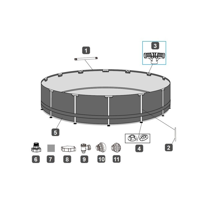 Connecteur T pour piscines Power Steel™ Swim Vista Bestway® 488/549x122 cm (2022), rondes