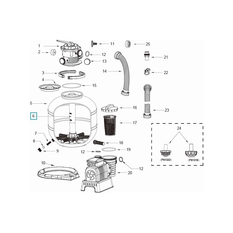 Tuyau central pour les systèmes de filtre à sable Flowclear™ Bestway® ( 7 570 l/h) 2000Gal