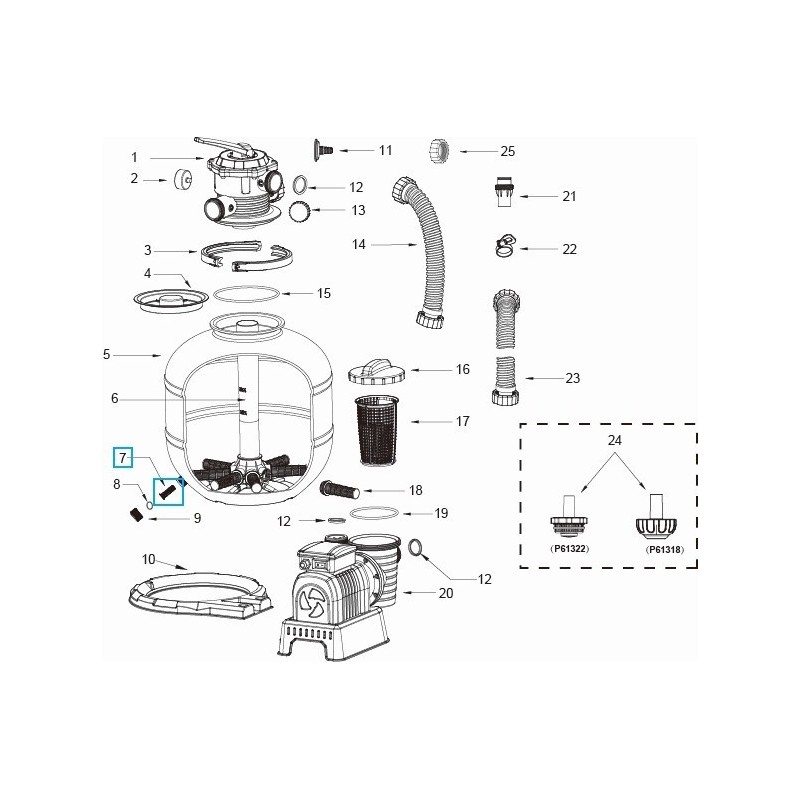Tamis pour bouchon de vidange de filtre à sable 2000gal Tamis pour bouchon de vidange de filtre à sable 2000gal