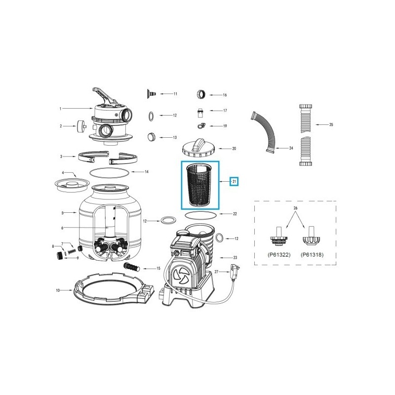 Panier pour les systèmes de filtration à sable Flowclear™ Bestway® (sauf 2 006 l/h) Panier pour les systèmes de filtration à sable Flowclear™ Bestway® (sauf 2 006 l/h)