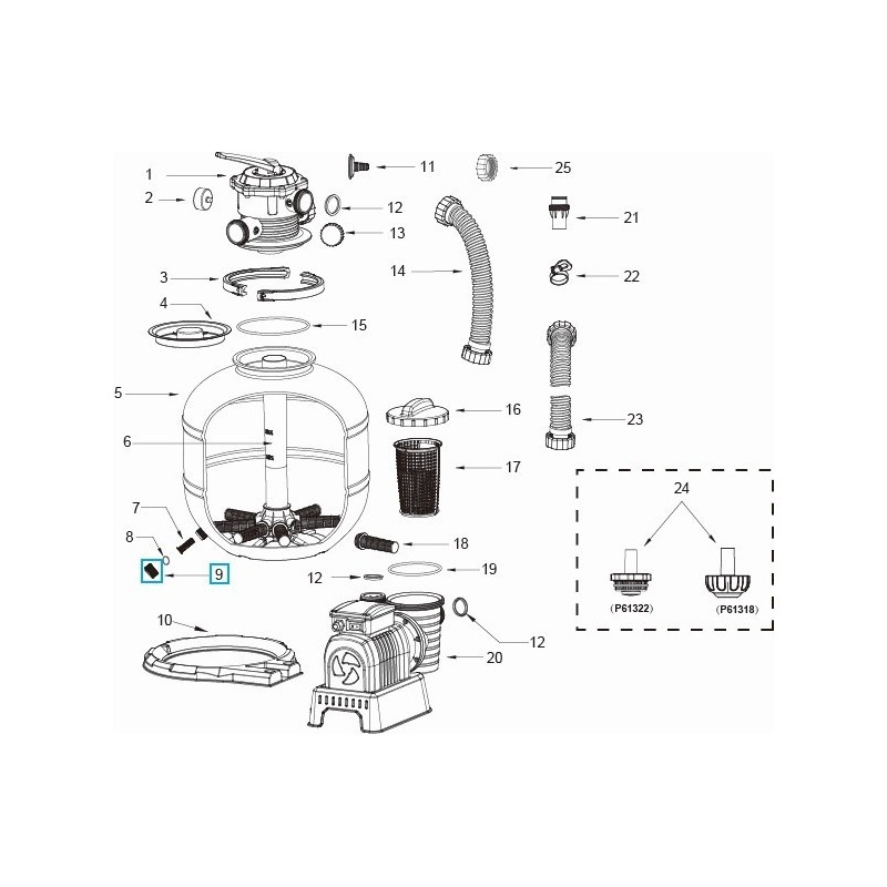 Bouchon de vidange pour cuve de filtration à sable sauf 530 Gal et pour spas LAY-Z-SPA® Bestway®
