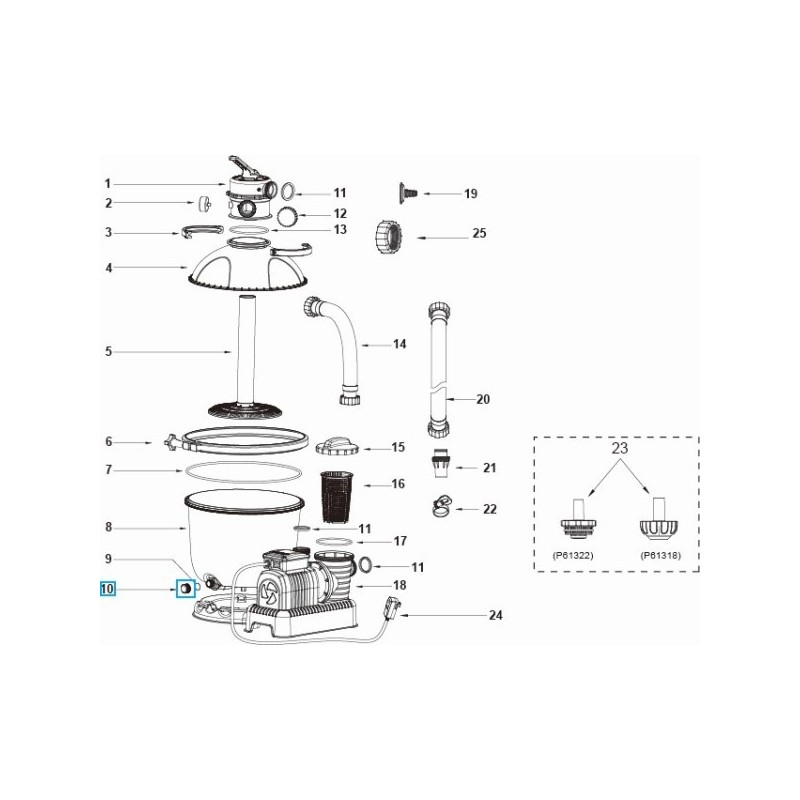 Bouchon de vidange pour cuve de filtration à sable sauf 530 Gal et pour spas LAY-Z-SPA® Bestway®