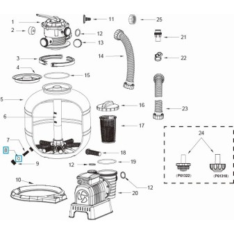 Joint de vanne de vidange pour les systèmes de filtre à sable Flowclear™ Bestway® (sauf 2 006/3 028 l/h)
