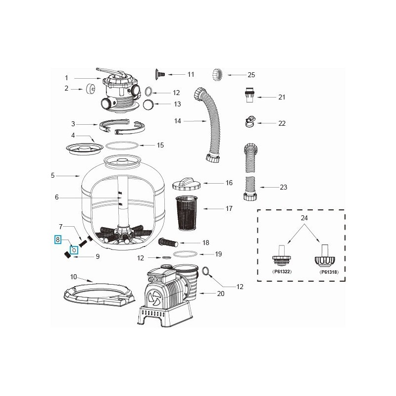 Joint de vanne de vidange pour les systèmes de filtre à sable Flowclear™ Bestway® (sauf 2 006/3 028 l/h)