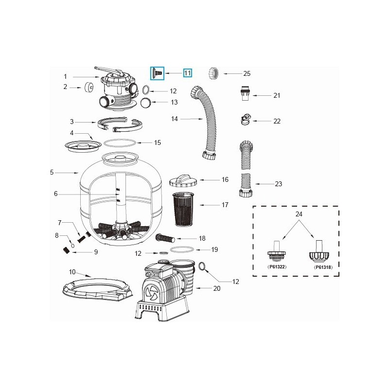Adaptateur de tuyau d'arrosage pour tous les systèmes de filtre à sable Flowclear™ Bestway®