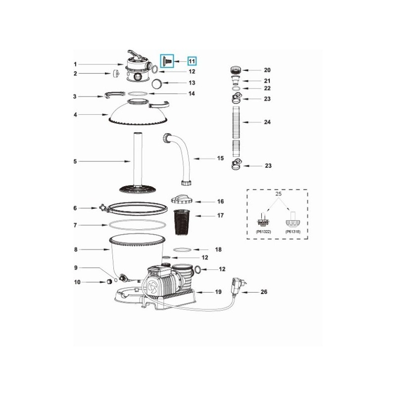 Adaptateur de tuyau d'arrosage pour tous les systèmes de filtre à sable Flowclear™ Bestway®