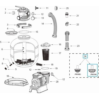 Crépine de refoulement pour piscine Bestway® avec un raccordement de Ø 32 mm (à partir de 2017)