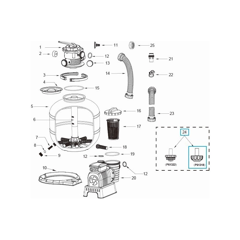 Crépine de refoulement pour piscine Bestway® avec un raccordement de Ø 32 mm (à partir de 2017)