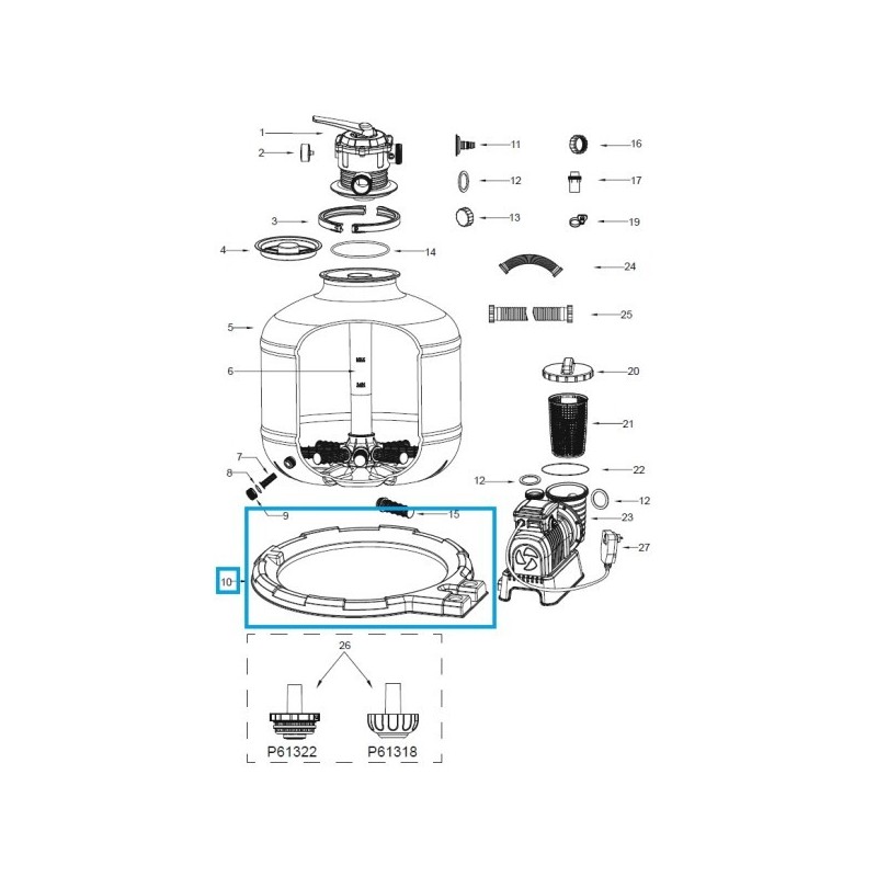Socle de cuve pour les systèmes de filtre à sable Flowclear™ Bestway® (9 842 / 11 355 l/h)