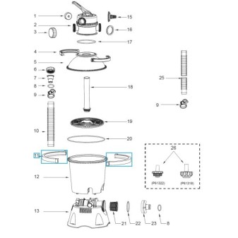 Demi-collier de serrage pour filtre à sable Flowclear Bestway (2 006 / 3 028 l/h)