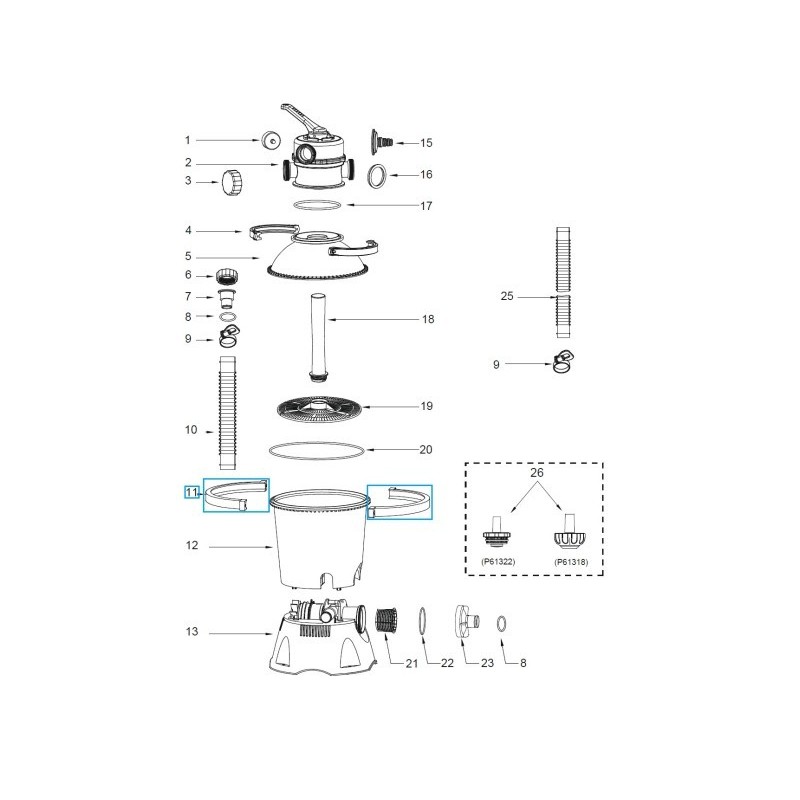 Demi-collier de serrage pour systèmes de filtre à sable Flowclear™ Bestway® (2 006 / 3 028 l/h)