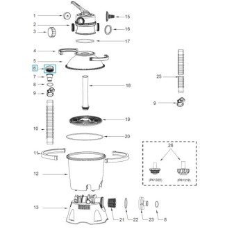 Ecrou de serrage pour tous les systèmes de filtre à sable Flowclear™ Bestway® (à partir de 2019)