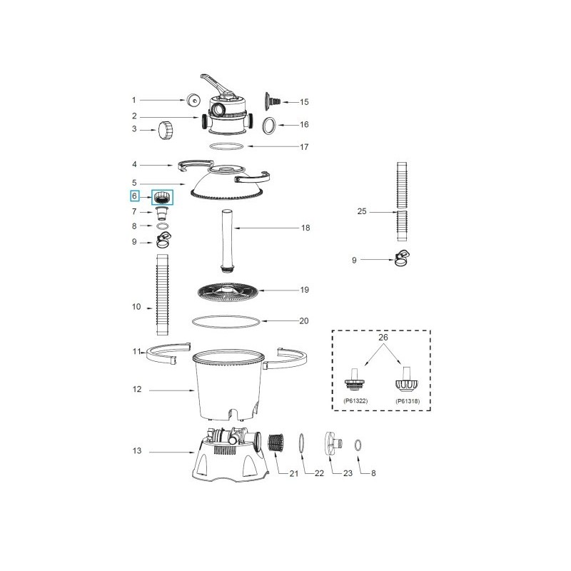 Ecrou de serrage pour tous les systèmes de filtre à sable Flowclear™ Bestway® (à partir de 2019)