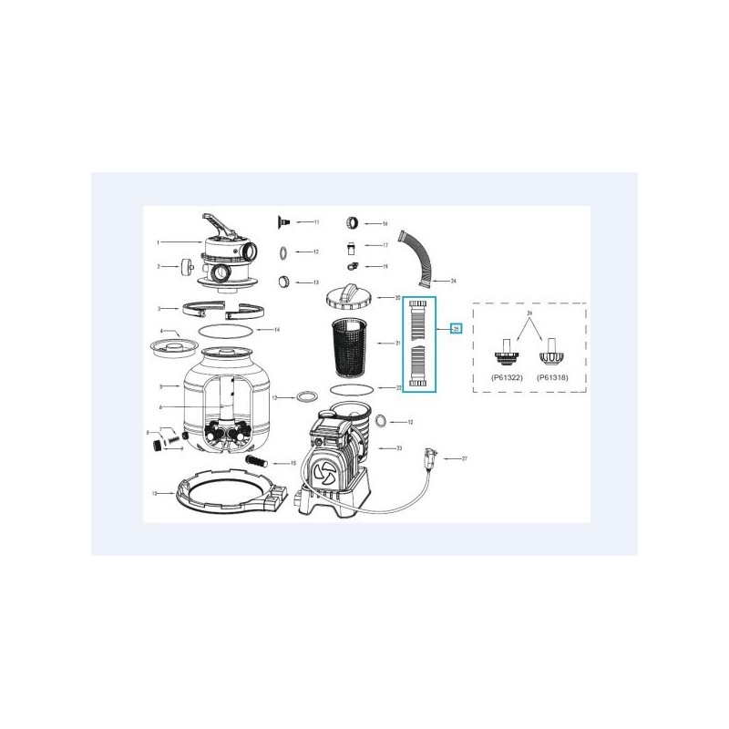 Tuyau de remplacement pour systèmes de filtre à sable Flowclear (58499, 58497, 58486 | GS) Bestway® (450 cm) avec écrou Ø 38 mm