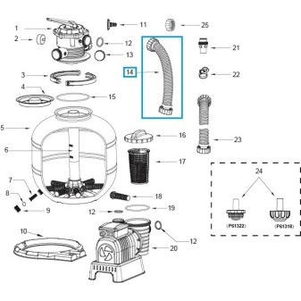 Tuyau de remplacement pour systèmes de filtre à sable Flowclear (58499, 58497, 58486 | GS) Bestway® (450 cm) avec écrou Ø 38 mm