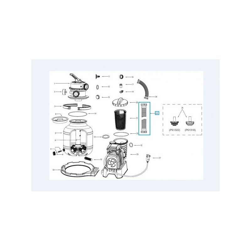 Tuyau de remplacement pour systèmes de filtre à sable Flowclear (58499, 58497, 58486 | GS) Bestway® (450 cm) avec écrou Ø 38 mm