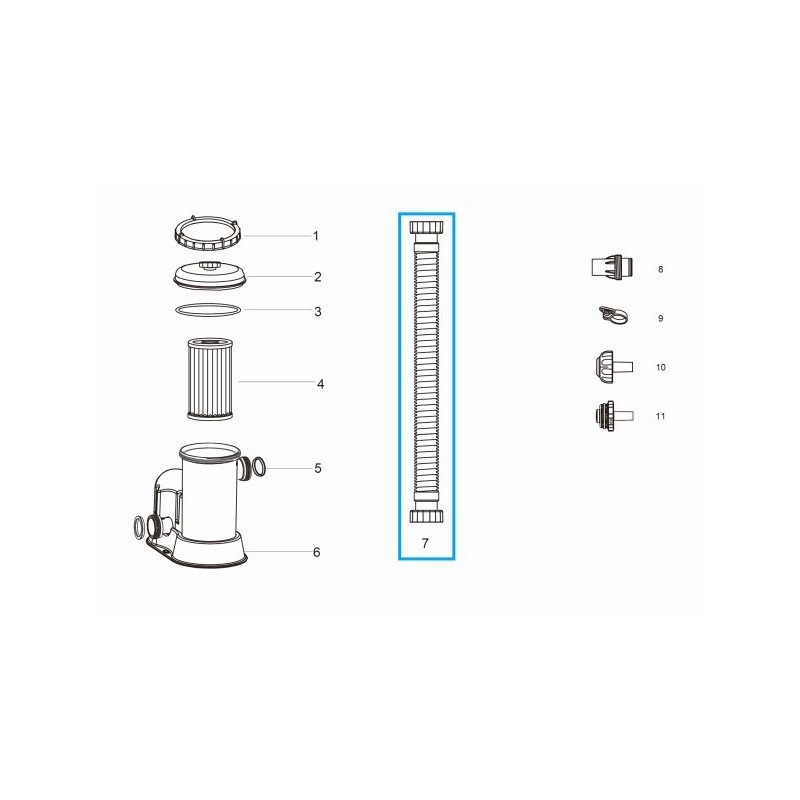 Tuyau de pompe à filtre Flowclear™ Bestway® avec filetage (bleu / Ø 38 mm / 300 cm)