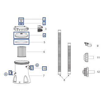 Kit couvercle et joints pour pompe de filtration 1,249 m3/h Flowclear™ Bestway® (16 W Cartouche Type I - 58381)