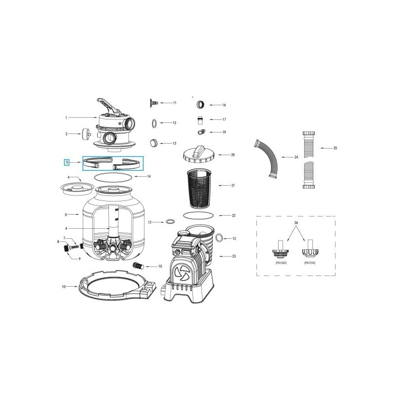 Collier de serrage (Bride supérieure) pour certains systèmes de filtre à sable Flowclear™ Bestway®