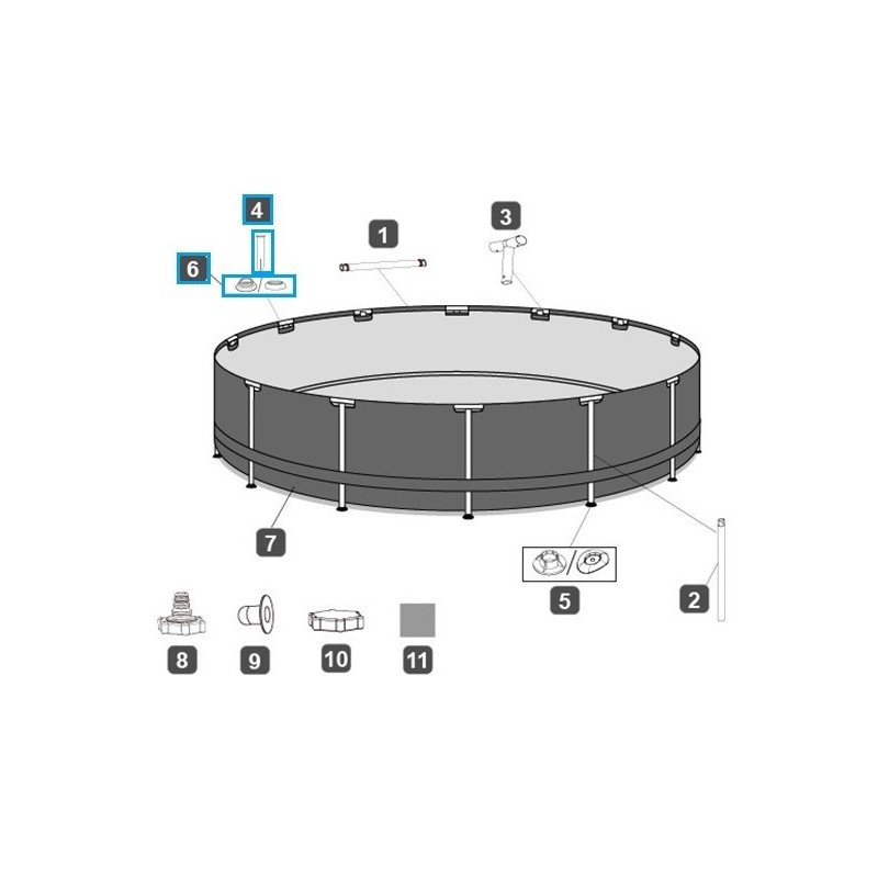 Kit de 6 goupilles de connexion et 6 joints pour piscines Steel Pro Max Bestway® Ø 305 / 366 cm