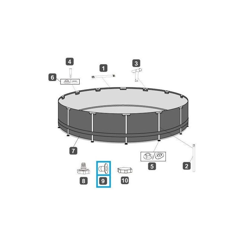 Bouchon d’arrêt pour piscine Bestway® (sauf Hydrium™), tuyau de 32 mm