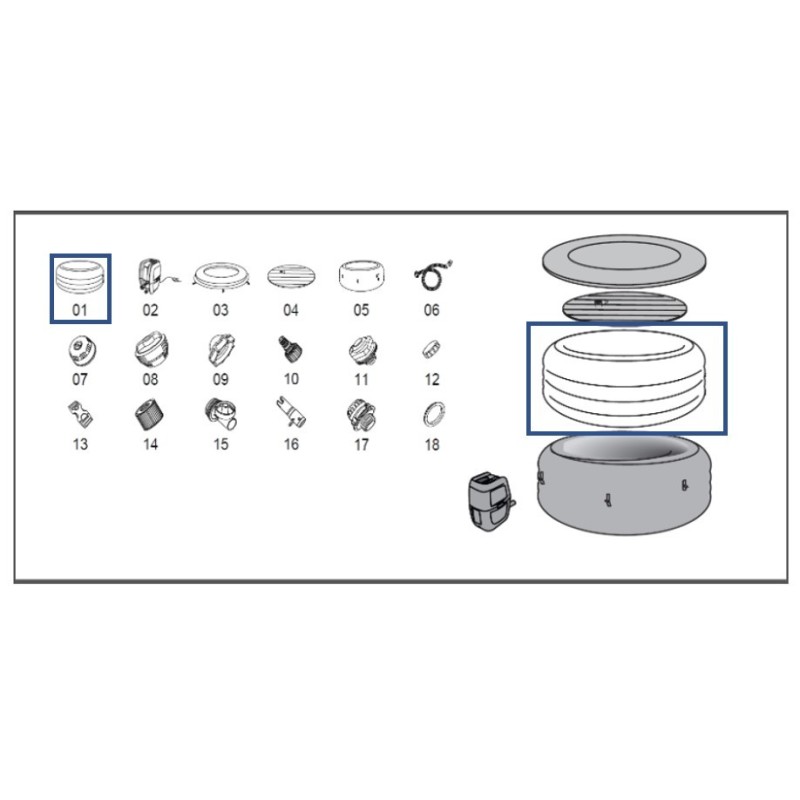 Liner intérieur de remplacement pour Lay-Z Spa® Vegas - Riviera - St-Tropez Airjet™ Bestway® 1.96 m x 66 cm