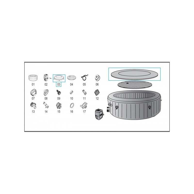 Enveloppe de couverture pour Lay-Z-Spa® Honolulu AirJet™ 1.96 m x 71 cm Bestway® Enveloppe de couverture pour Lay-Z-Spa® Honolulu AirJet™ 1.96 m x 71 cm Bestway®