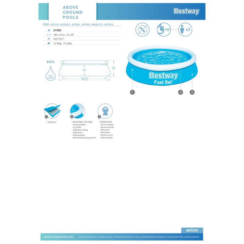 Piscine autoportante ronde 183 x 51 cm Fast Set