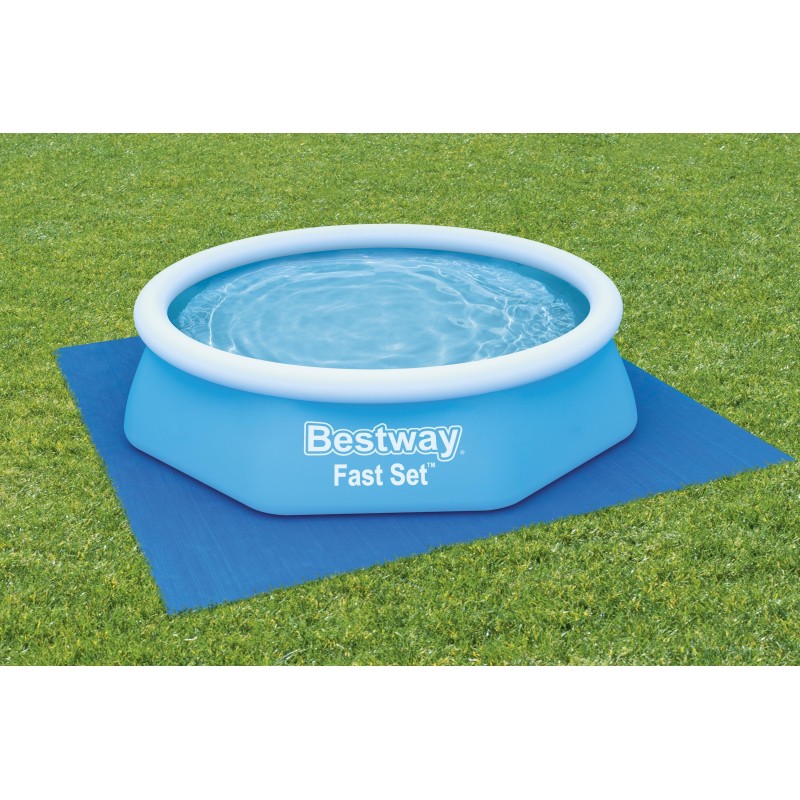 Tapis de sol carré 274x274 cm pour piscine hors sol ronde 244x244 cm