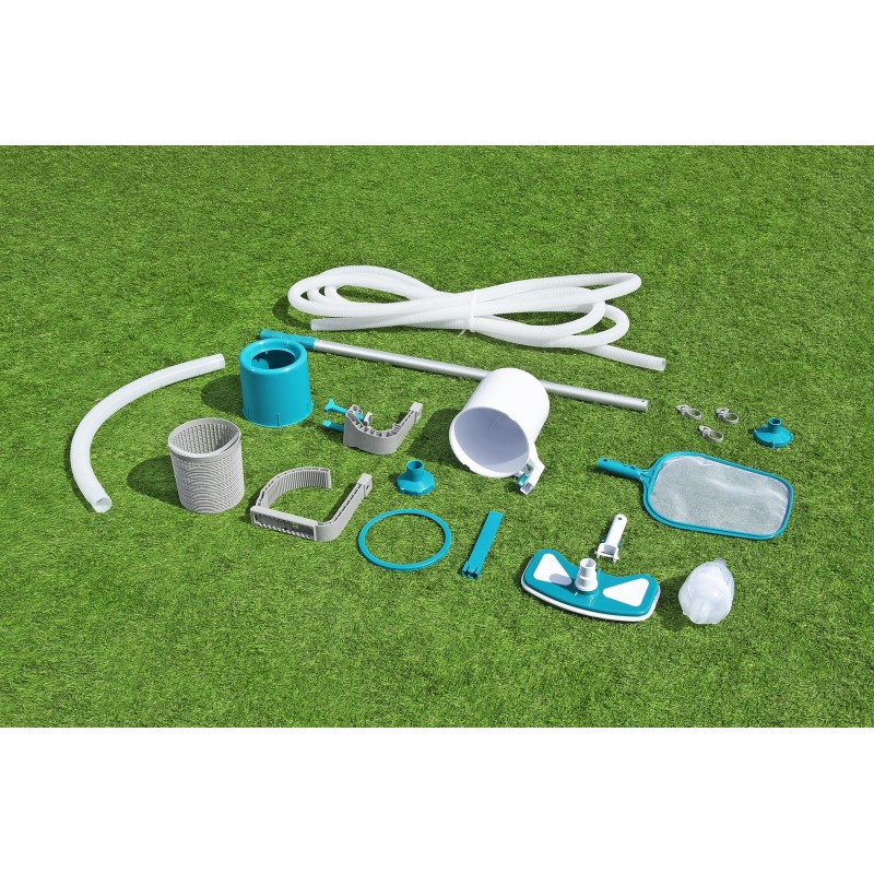 Kit entretien piscine Deluxe avec skimmer, aspirateur et épuisette