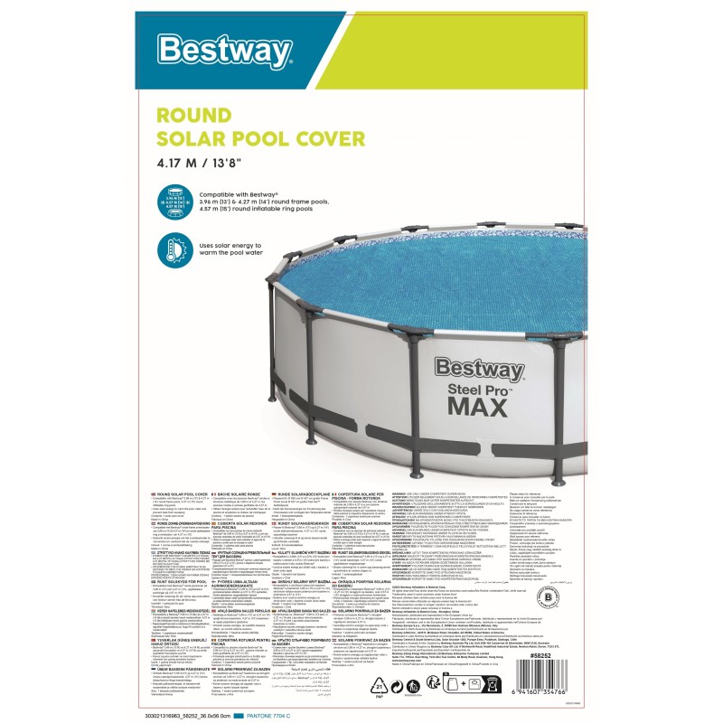 Bâche solaire ronde Ø 417 cm pour piscine hors sol Ø 427 à 457 cm