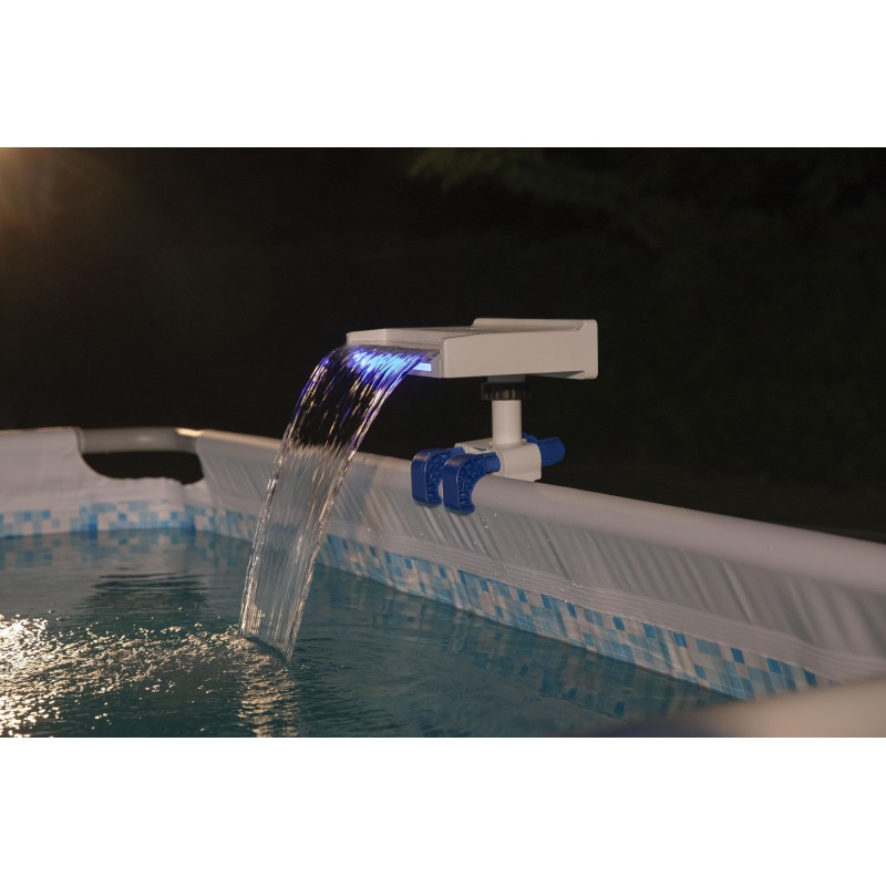 Fontaine cascade lumineuse pour piscine hors sol
