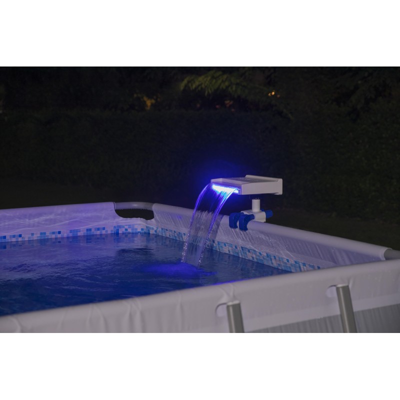 Fontaine cascade lumineuse pour piscine hors sol