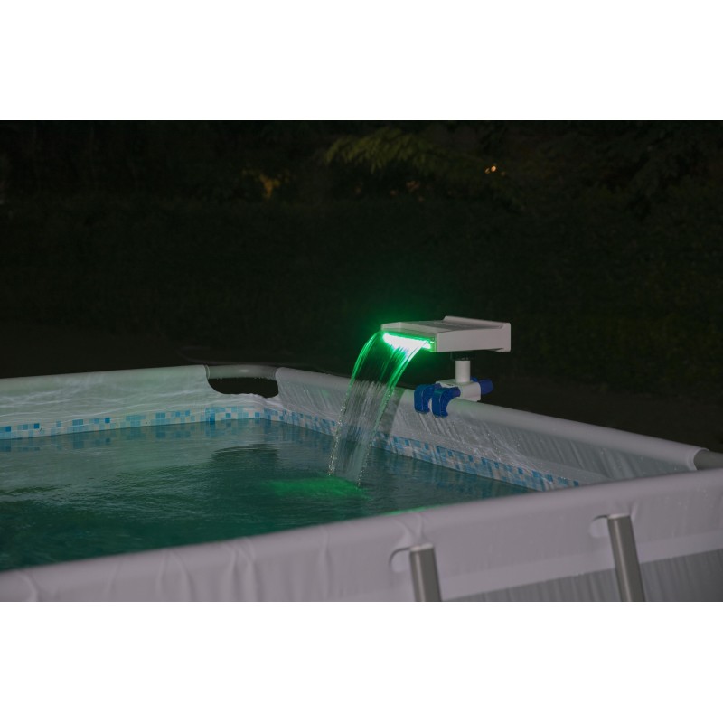 Fontaine cascade lumineuse pour piscine hors sol