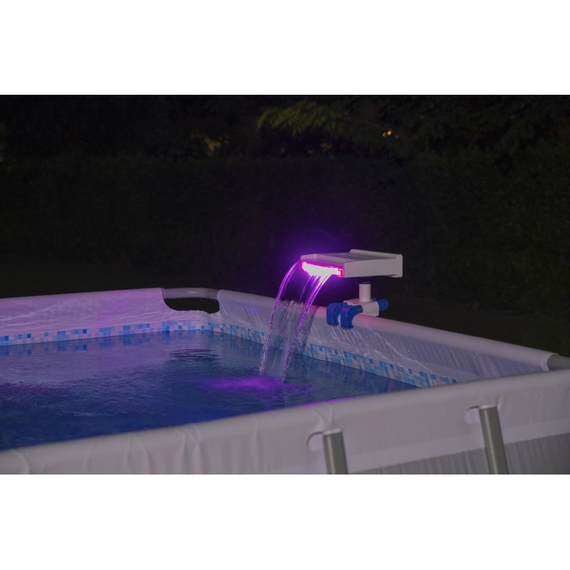 Fontaine cascade lumineuse pour piscine hors sol