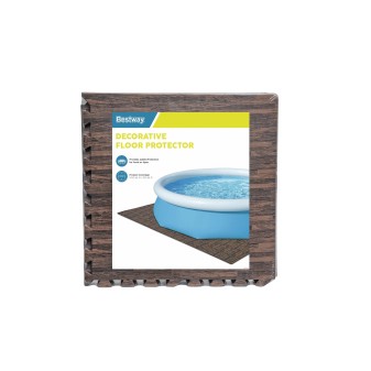 Tapis de sol décor bois pour piscine et spa 12 pièces 50 x 50 cm
