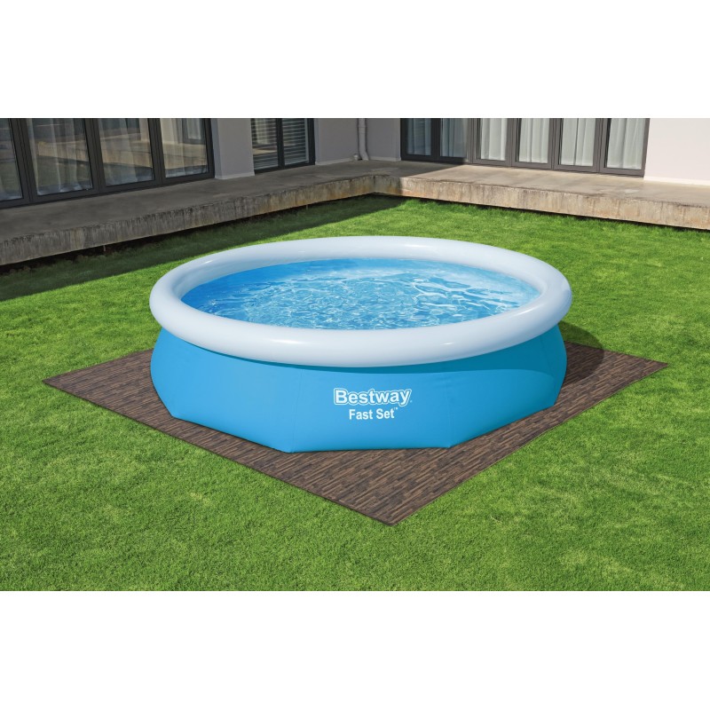 Tapis de sol décor bois pour piscine et spa 12 pièces 50 x 50 cm