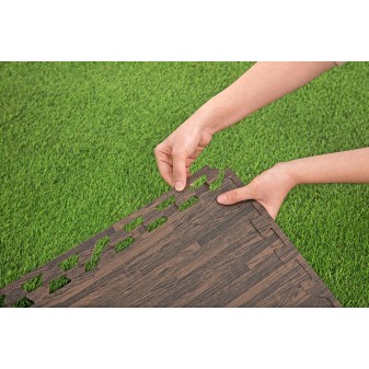 Tapis de sol décor bois pour piscine et spa 12 pièces 50 x 50 cm