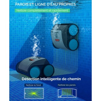 Robot piscine autonome Ruby - nettoyage fond et parois - 8x4 m max