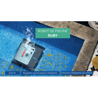 Robot piscine autonome Ruby - nettoyage fond et parois - 8x4 m max