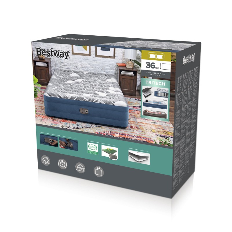 Lit gonflable 2 places 203x152x36cm pompe électrique intégrée