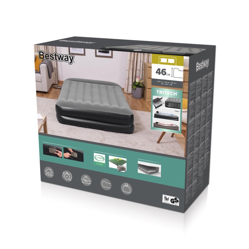 Lit gonflable 2 places 203 x 152 x 46cm pompe électrique intégrée Lit gonflable 2 places 203 x 152 x 46cm pompe électrique intégrée