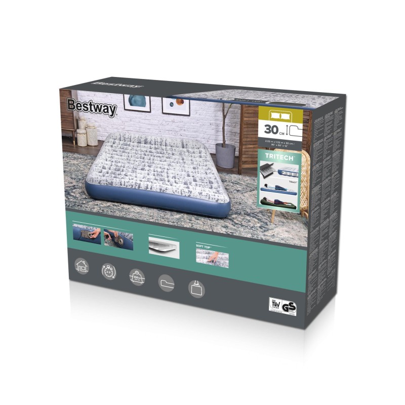 Lit gonflable 2 places 203 x 152 x 30cm avec pompe électrique intégrée